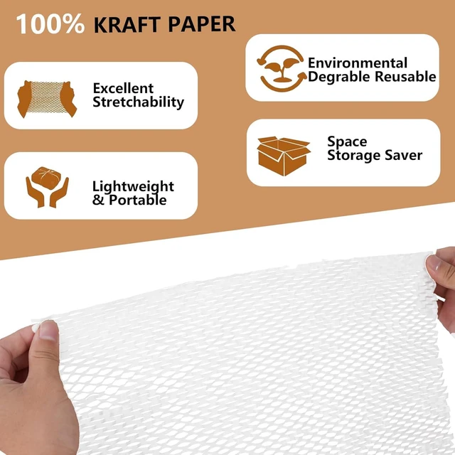 Alt view image 6 of 7 - Honeycomb Packing Paper, 12" x 100' Packing Paper Substitute Alternative for Bubble Cushioning Wrap for Moving Shipping Packaging Mailing, Recyclable Moving Supplies Bubble Packing Wrap Roll-White