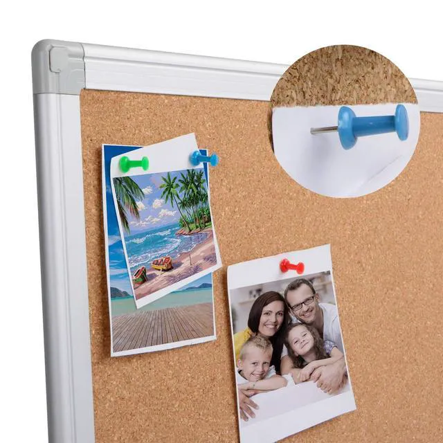 Alt view image 5 of 7 - Bulletin Board 36 x 48, Silver Aluminium Framed 4x3 Large Wall Mounted Cork Office Notice Pin Board