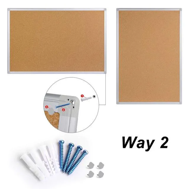 Alt view image 7 of 7 - Bulletin Board 36 x 48, Silver Aluminium Framed 4x3 Large Wall Mounted Cork Office Notice Pin Board