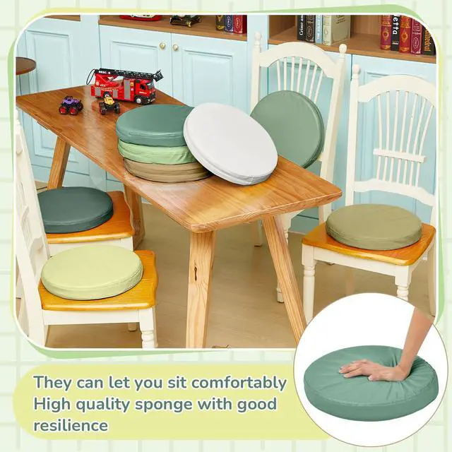 Alt view image 7 of 7 - 8 Pcs Floor Cushions Kids, Matcha Color, 13.8 x 13.8 x 2 Inch Extra Thick 2" Flexible Seating Classroom, Assorted Colored Floor Pillow, Soft Round Cushions for Kids Students Office School