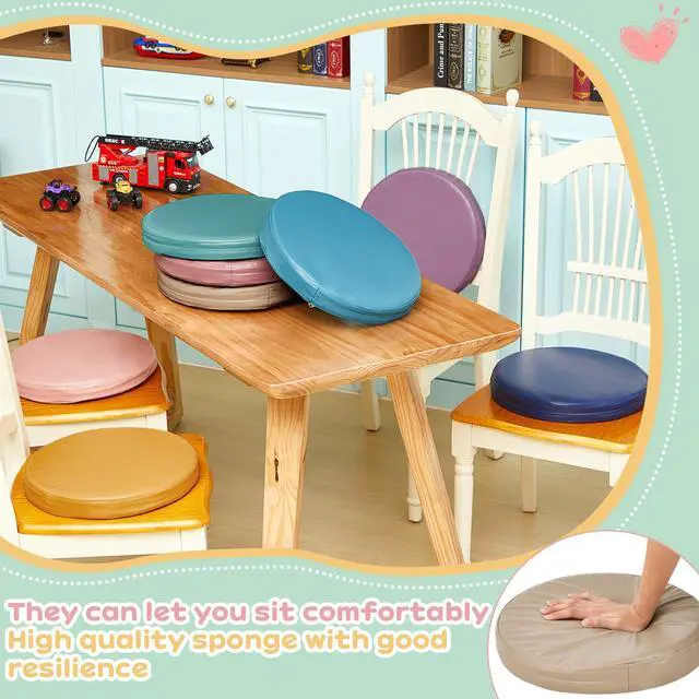 Alt view image 7 of 7 - 8 Pcs Floor Cushions Kids, Morandi Color, 13.8 x 13.8 x 2 Inch Extra Thick 2" Flexible Seating Classroom, Assorted Colored Floor Pillow, Soft Round Cushions for Kids Students Office School