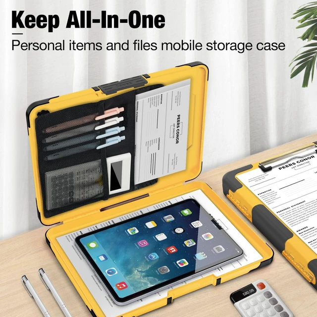 Alt view image 4 of 7 - Toughest Clipboard with Storage, Clip Boards 8.5x11 with Pen Pouch Rubber Corner, Heavy Duty, Extra Nylon Pouch, High Capacity, Organization Box Case for Contractor Trucker Driver, Letter Size