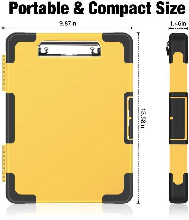 Alt view image 6 of 7 - Toughest Clipboard with Storage, Clip Boards 8.5x11 with Pen Pouch Rubber Corner, Heavy Duty, Extra Nylon Pouch, High Capacity, Organization Box Case for Contractor Trucker Driver, Letter Size