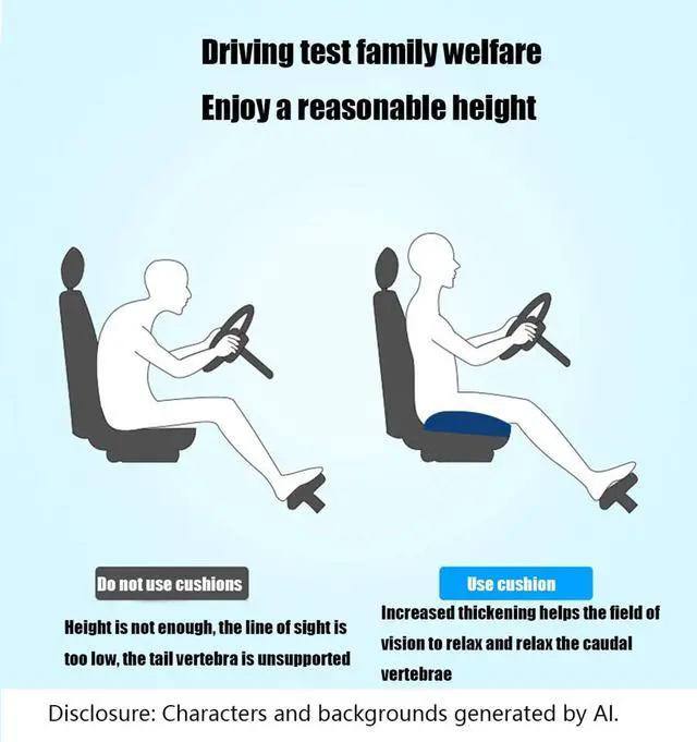 Alt view image 7 of 7 - Comfort Seat Cushion Pillow for Office Chair/Car Chair Cushions Car Booster Seat Cushion, Butt, Tailbone, Back, Coccyx, Short People Adult Booster Chair Cushions Relief Pad