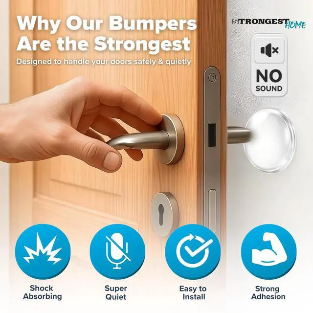 Alt view image 5 of 7 - Door Stoppers (Medium) 2" - Door Stop for Wall with Strong Back Adhesive - Quiet and Shock Absorbent Silicone Wall Protectors from Door Knobs - Protects Every Surface - (Clear | 20 PCS)