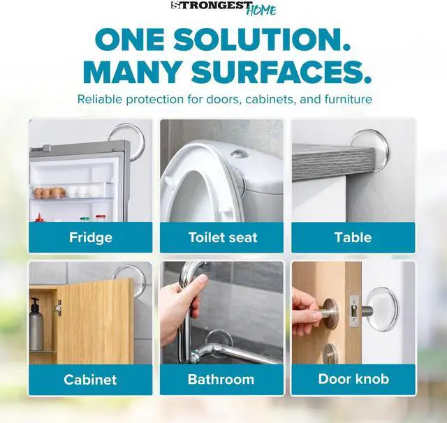 Alt view image 6 of 7 - Door Stoppers (Medium) 2" - Door Stop for Wall with Strong Back Adhesive - Quiet and Shock Absorbent Silicone Wall Protectors from Door Knobs - Protects Every Surface - (Clear | 20 PCS)