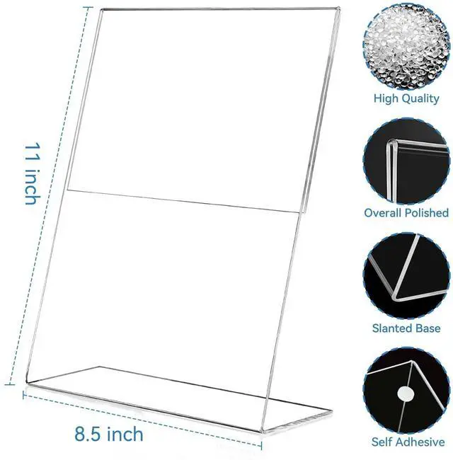 Alt view image 2 of 7 - 30 Pack Acrylic Sign Holder 8.5 x 11, L Shape Clear Plastic Display Stand, Slanted Back Picture Frame Menu Flyer Paper Display Stand up Table Top Sign Holders for Restaurant, Office and School