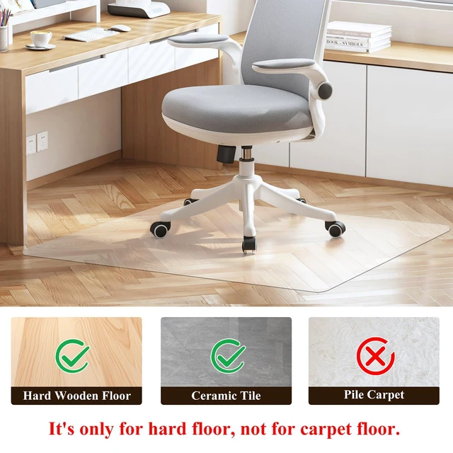 Alt view image 2 of 7 - Office Chair Mat for Hardwood Floor, 48"×36" Transparent Home Floor Protector Mat for Rolling Chairs, Anti-Slip Plastic Under Desk Computer Mats Easy Glide on Hard Floors, Rectangle