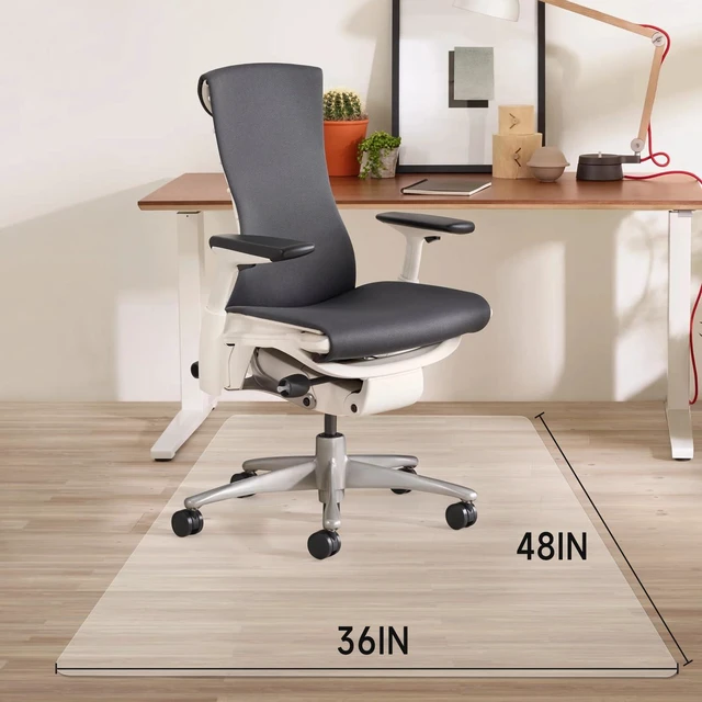 Alt view image 7 of 7 - Office Chair Mat for Hardwood Floor, 48"×36" Transparent Home Floor Protector Mat for Rolling Chairs, Anti-Slip Plastic Under Desk Computer Mats Easy Glide on Hard Floors, Rectangle