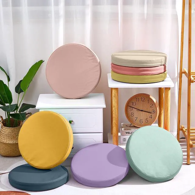 Alt view image 4 of 7 - 8 Pcs Floor Cushions Kids, Hippie Boho Color, 13.8 x 13.8 x 2 Inch Extra Thick 2" Flexible Seating Classroom, Assorted Colored Floor Pillow, Soft Round Cushions for Kids Students Office School