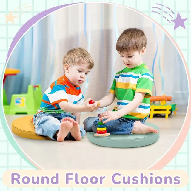 Alt view image 5 of 7 - 8 Pcs Floor Cushions Kids, Hippie Boho Color, 13.8 x 13.8 x 2 Inch Extra Thick 2" Flexible Seating Classroom, Assorted Colored Floor Pillow, Soft Round Cushions for Kids Students Office School