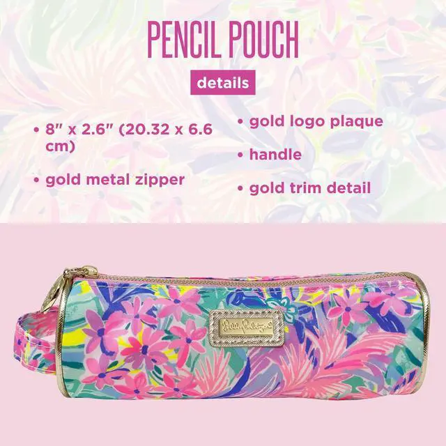 Alt view image 3 of 3 - Cute Zipper Pouch, It Was All A Dream Colorful Pencil Case with Zip Closure for Office Supplies, Small Slim Travel Bag with Carrying Loop Handle and Gold Details