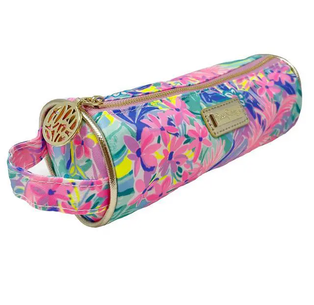 Alt view image 2 of 3 - Cute Zipper Pouch, It Was All A Dream Colorful Pencil Case with Zip Closure for Office Supplies, Small Slim Travel Bag with Carrying Loop Handle and Gold Details