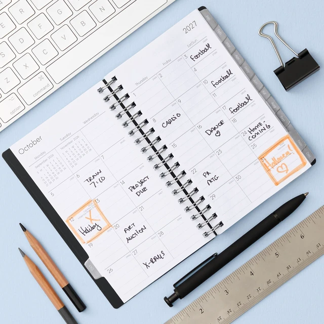 Alt view image 2 of 7 - 2027 15-Month Weekly and Monthly Mini Planner Calendar, Includes October 2026 - December 2027, 3.625" x 6.125", Flexible Cover, Wirebound, Laminated Tabs, Enterprise (Pack of 2)
