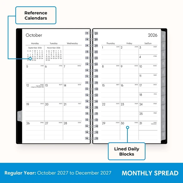 Alt view image 4 of 7 - 2027 15-Month Weekly and Monthly Mini Planner Calendar, Includes October 2026 - December 2027, 3.625" x 6.125", Flexible Cover, Wirebound, Laminated Tabs, Enterprise (Pack of 2)