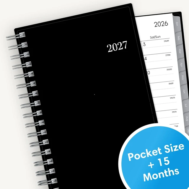 Alt view image 6 of 7 - 2027 15-Month Weekly and Monthly Mini Planner Calendar, Includes October 2026 - December 2027, 3.625" x 6.125", Flexible Cover, Wirebound, Laminated Tabs, Enterprise (Pack of 2)