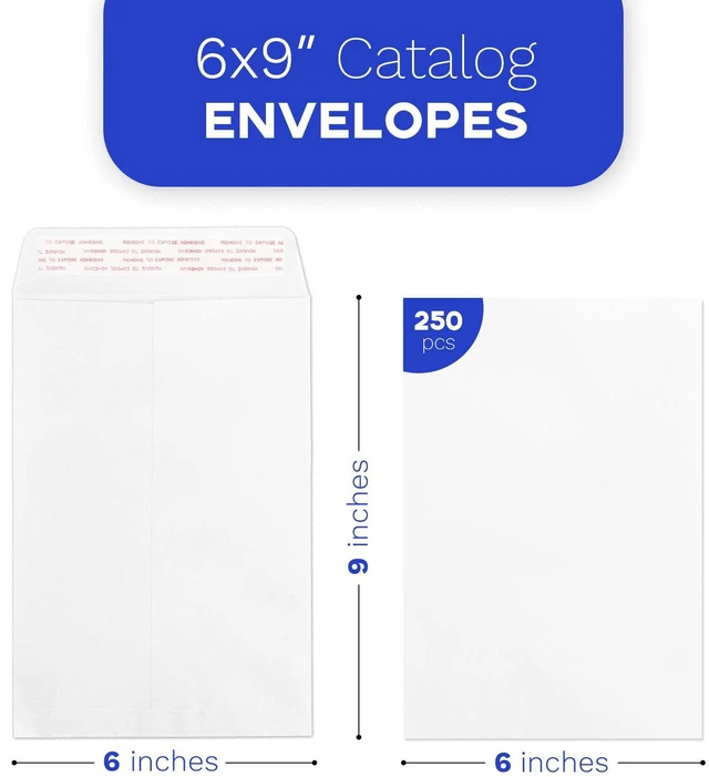 Alt view image 3 of 7 - White 6x9 Catalog Envelopes, 250 PCS (Pack of 2)