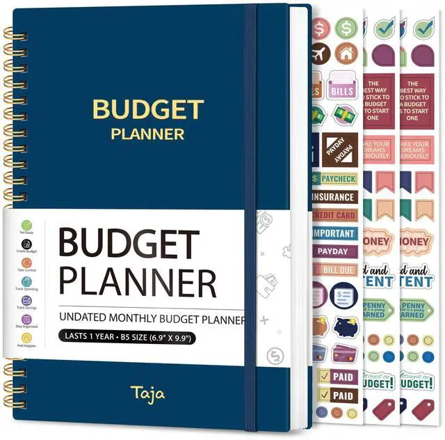 Main image of Budget Planner, Undated Budget Book with Expense Tracker, 6.9" x 9.9" Monthly Budget Planner Bill Organizer, Account Book to Track Money and Finances, 150 Pages, Navy Blue