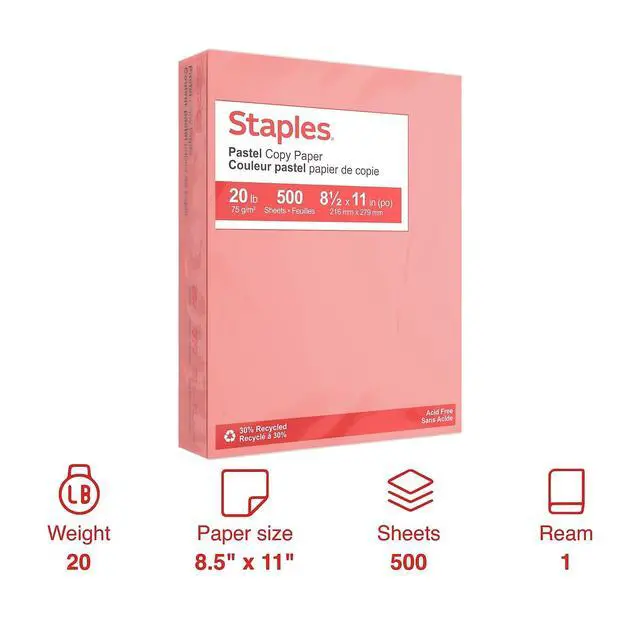 Alt view image 2 of 5 - Pastel Colored Copy Paper 8 1/2-Inch X 11-Inch Salmon 500/Ream, For Office, School & Home Colored multipurpose paper for office, school & home printing and projects