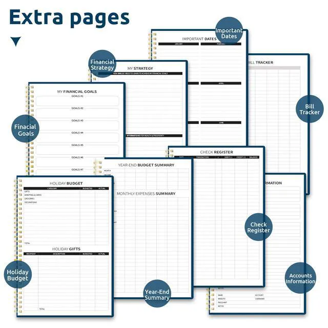 Alt view image 6 of 7 - Budget Planner, Undated Budget Book with Expense Tracker, 6.9" x 9.9" Monthly Budget Planner Bill Organizer, Account Book to Track Money and Finances, 150 Pages, Navy Blue