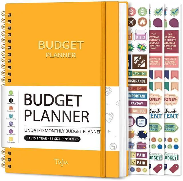 Main image of Budget Planner, Undated Budget Book with Expense Tracker, 6.9" x 9.9" Monthly Budget Planner Bill Organizer, Account Book to Track Money and Finances, 150 Pages, Yellow