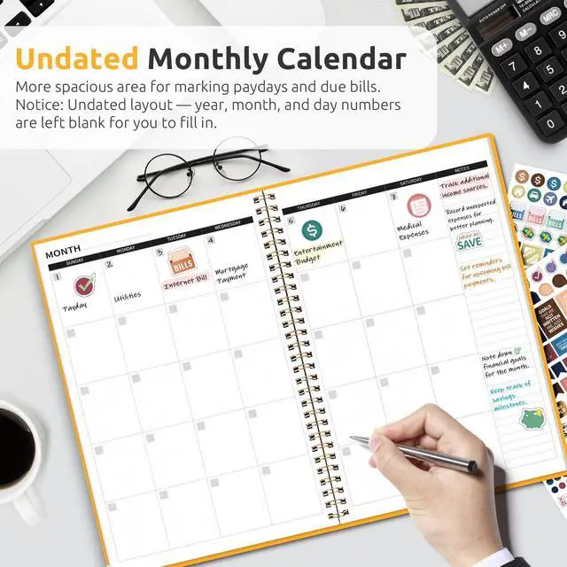 Alt view image 2 of 7 - Budget Planner, Undated Budget Book with Expense Tracker, 6.9" x 9.9" Monthly Budget Planner Bill Organizer, Account Book to Track Money and Finances, 150 Pages, Yellow