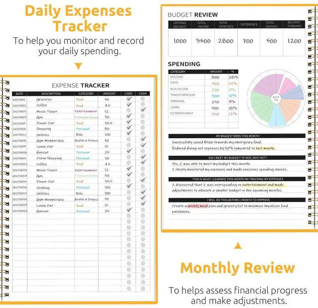 Alt view image 4 of 7 - Budget Planner, Undated Budget Book with Expense Tracker, 6.9" x 9.9" Monthly Budget Planner Bill Organizer, Account Book to Track Money and Finances, 150 Pages, Yellow
