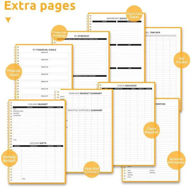 Alt view image 6 of 7 - Budget Planner, Undated Budget Book with Expense Tracker, 6.9" x 9.9" Monthly Budget Planner Bill Organizer, Account Book to Track Money and Finances, 150 Pages, Yellow