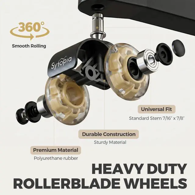 Alt view image 3 of 7 - Office Chair Wheels 2" Desk Chair Caster Wheels Smooth Roller Style Quiet for Carpet and Hardwood Floors Universal Fit 11x22 mm Set of 5 Yellow