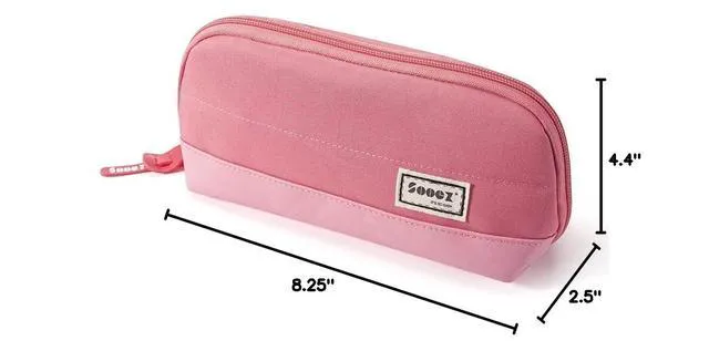 Alt view image 6 of 6 - Wide-Opening Pencil Pen Case, Lightweight & Spacious Pencil Pouch Zipper Stationery Bag, Aesthetic Supply with Triangular Design for Adults, Pink