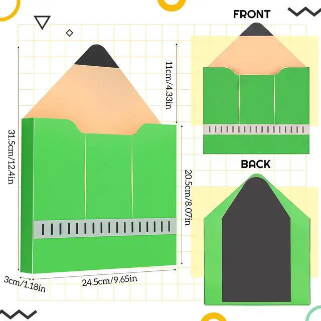 Alt view image 2 of 7 - 8 Pack Magnetic File Folder Holder for Whiteboard Classroom Storage 10"x13"x1.2" Hanging Magnetic Wall File Organizer, Refrigerator Magazine Holder, for Mail Letters Paper Desk Office