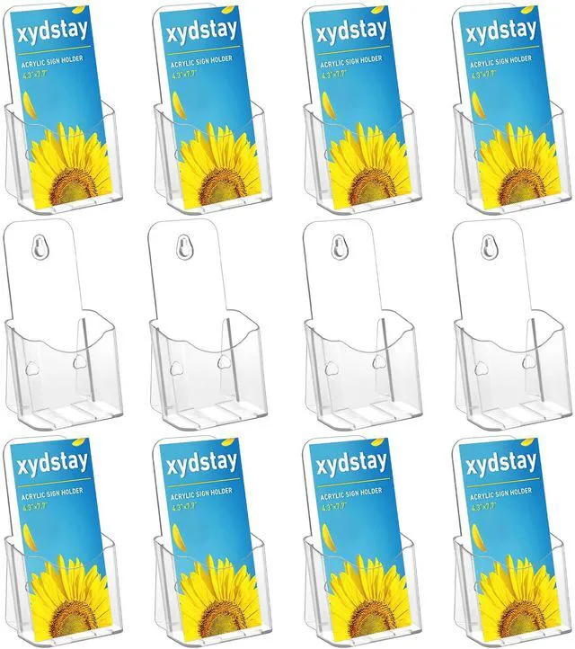 Main image of Acrylic Brochure Holder 4 Inches, Clear Flyer Sign Holder, 12 Pack Plastic Table Stand Display,Pamphlet Holder Flyer Holder,Display Stand,Table Signs Plastic Paper Holder for Office, Home