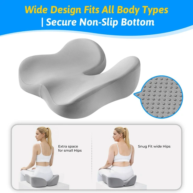 Alt view image 7 of 7 - Seat Cushion for Tailbone & Sciatica Pain Relief Certified & Ergonomist-Designed,Tapered Front Edge Reduces Thigh Pressure,Wide Memory Foam for Office Chair, Car, Wheelchair