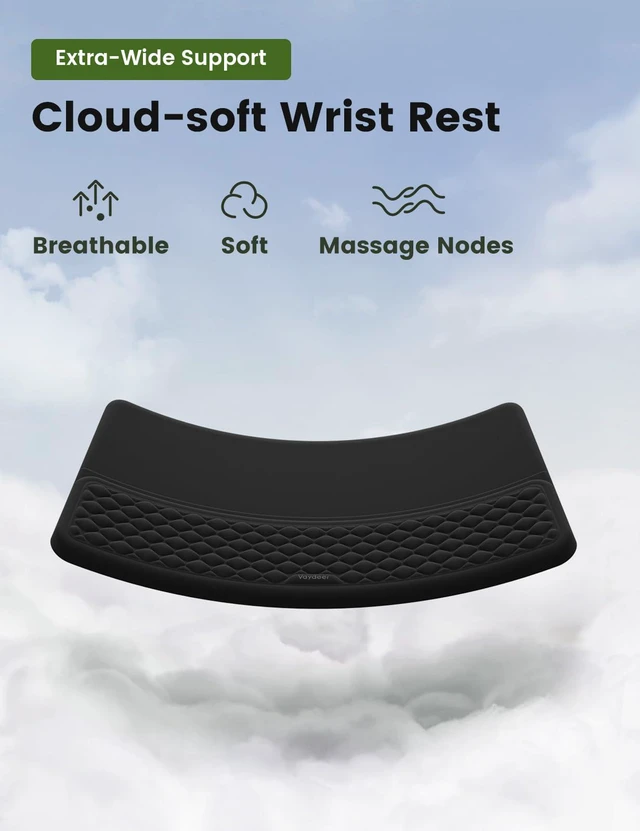 Alt view image 7 of 7 - Extra-Large Wrist Rest with Keyboard Stand, Ergonomic Wrist Support Pad, Soft Memory Foam Wrist Cushion for Mechanical 100% Full-Size Keyboard, Carpal Tunnel Pain Relief, Green