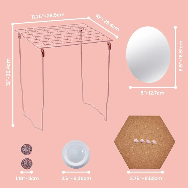 Alt view image 3 of 7 - by Bostitch 10-Piece Fashion Locker Kit with 12" Stac-A-Shelf, Pink/Floral