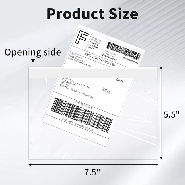 Alt view image 2 of 7 - 7.5" x 5.5" Clear Adhesive Top Loading Packing List/Shipping Label Envelopes (500 Pack)