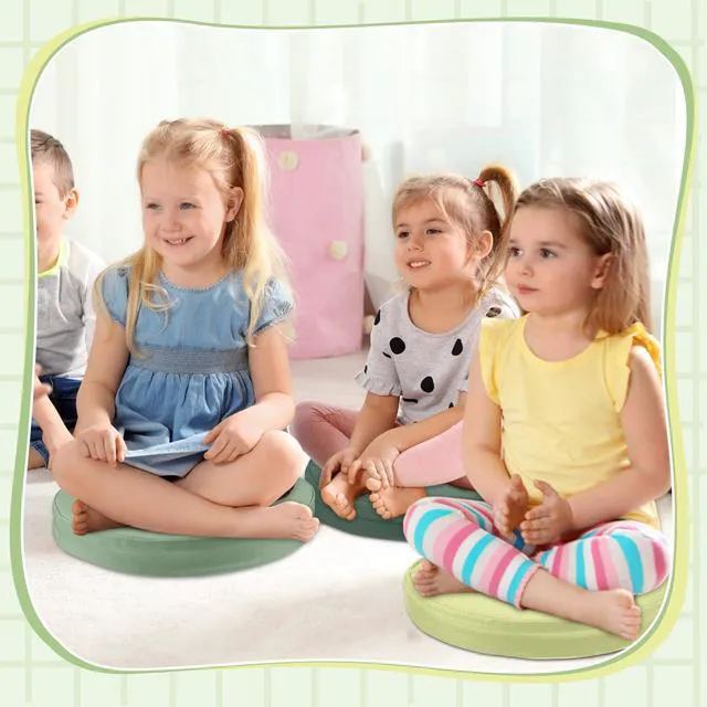 Alt view image 6 of 7 - 8 Pcs Floor Cushions Kids, Matcha Color, 13.8 x 13.8 x 2 Inch Extra Thick 2" Flexible Seating Classroom, Assorted Colored Floor Pillow, Soft Round Cushions for Kids Students Office School