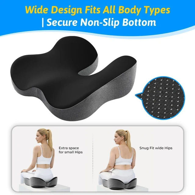Alt view image 7 of 7 - Seat Cushion for Tailbone & Sciatica Pain Relief Certified & Ergonomist-Designed,Tapered Front Edge Reduces Thigh Pressure,Wide Memory Foam for Office Chair, Car, Wheelchair