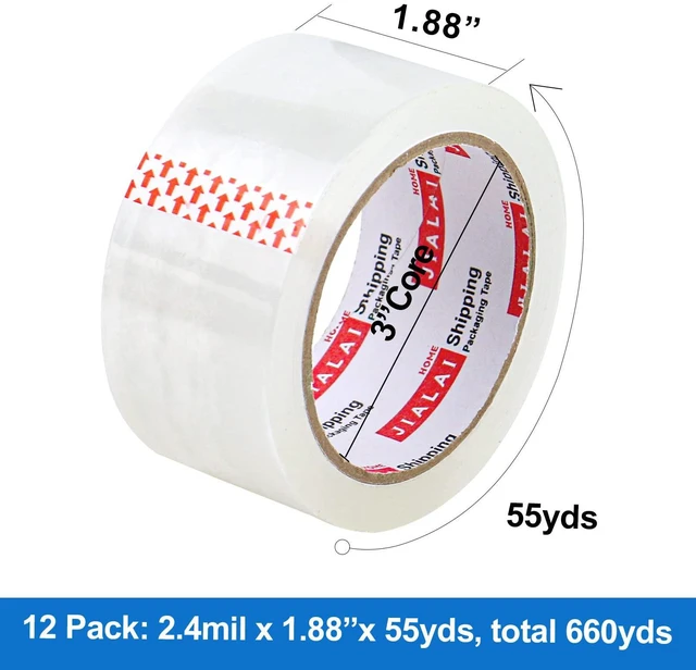 Alt view image 2 of 7 - 12 Rolls Clear Packing Tape, Heavy Duty Packaging Tape with Dispenser,1.88In x 55Yd,2.4Mil Thick Industrial Grade Transparent Tape Refills for Shipping,Moving,Sealing and storages