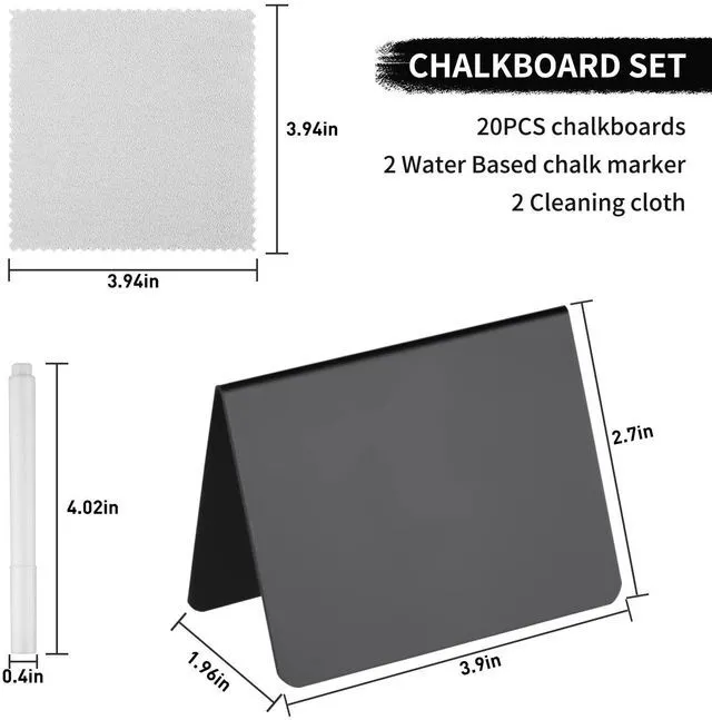 Alt view image 2 of 7 - 20 Pack 4"x3"Mini Chalkboard Signs for Chalk Sign for Food - Party - Buffet - Table Sign Chalkboard - Wedding - Bakery - Small Chalkboard Sign - Mini Chalkboard Signs for Food