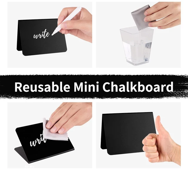 Alt view image 3 of 7 - 20 Pack 4"x3"Mini Chalkboard Signs for Chalk Sign for Food - Party - Buffet - Table Sign Chalkboard - Wedding - Bakery - Small Chalkboard Sign - Mini Chalkboard Signs for Food