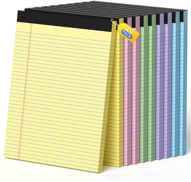 Main image of Legal Pads 8.5 X11, Narrow Ruled Notepads, 10 Pack, 50 Sheet/Pad Colored Legal Pads, Tear Off Notepad, Perforated Writing Pad, Notebook Paper College Ruled, Notepads For Office Home School