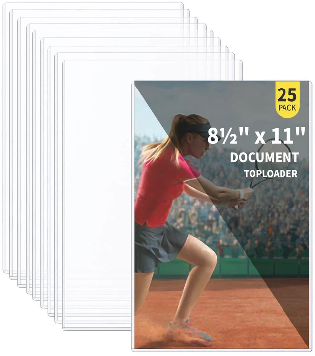 Main image of 25-Pack 8.5 x 11 Inch Document-Toploaders - Premium Document Topload Holders, Crystal Clear Document Top loaders, Hard Plastic Page Sheet Protectors for Photos, Prints, Menu Covers and Work Papers