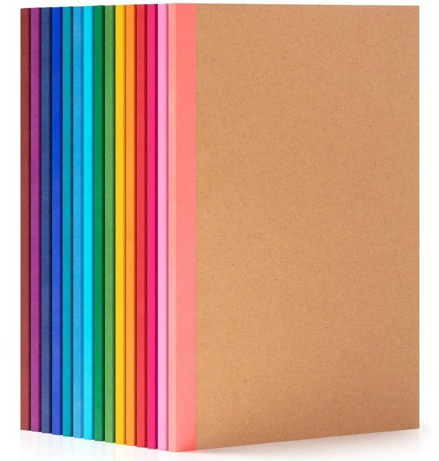 Main image of 15 Pack Lined Notebook Journals Bulk, 8.3x 5.5Kraft Cover Lined Notebooks A5 College Ruled Composition Notebook, Kraft Cover with Rainbow Spines, 30 Sheets/60 Pages Each for School Office Travel