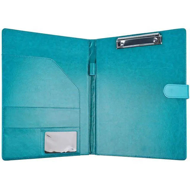 Alt view image 2 of 7 - Professional Padfolio with Clipboard, Faux Leather Portfolio Folder Binder Indigo Legal Pad Holder for A4 Letter Size Notepad, Resume, Notebook Cover Organizer for Business Office Conference