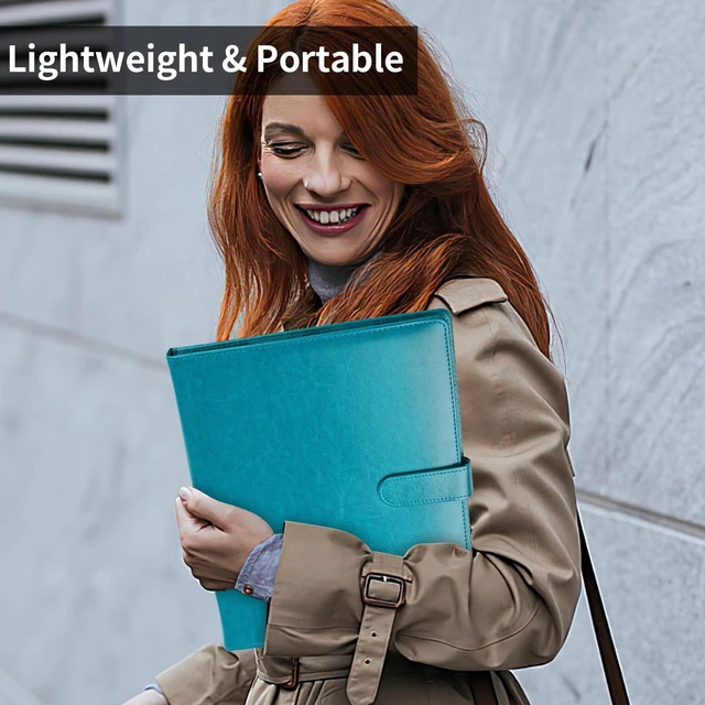 Alt view image 3 of 7 - Professional Padfolio with Clipboard, Faux Leather Portfolio Folder Binder Indigo Legal Pad Holder for A4 Letter Size Notepad, Resume, Notebook Cover Organizer for Business Office Conference