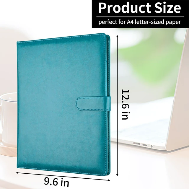Alt view image 7 of 7 - Professional Padfolio with Clipboard, Faux Leather Portfolio Folder Binder Indigo Legal Pad Holder for A4 Letter Size Notepad, Resume, Notebook Cover Organizer for Business Office Conference