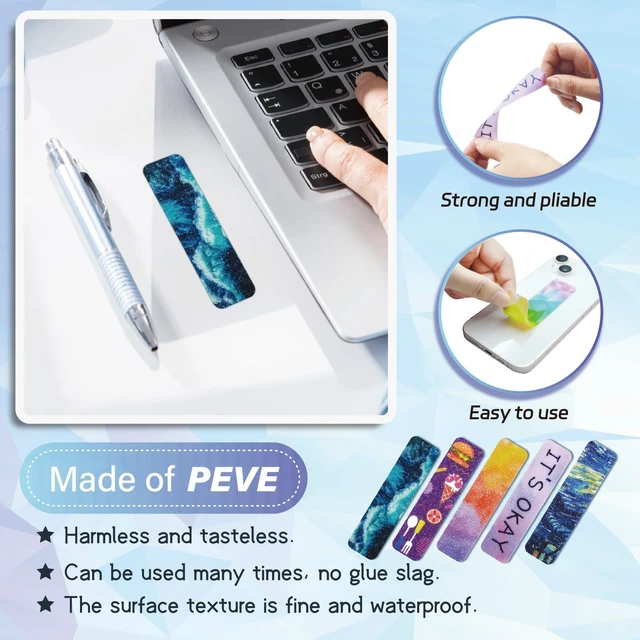 Alt view image 4 of 6 - 96 Pieces Unique Sensory Stickers for Anxiety Relief - Sensory Strips with Storage Box - 2 Textured Surface Fidget Strips for Office & Classroom Desk - Relieve Adult & Teen Stress
