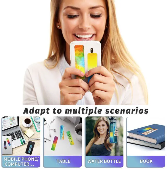 Alt view image 5 of 6 - 96 Pieces Unique Sensory Stickers for Anxiety Relief - Sensory Strips with Storage Box - 2 Textured Surface Fidget Strips for Office & Classroom Desk - Relieve Adult & Teen Stress