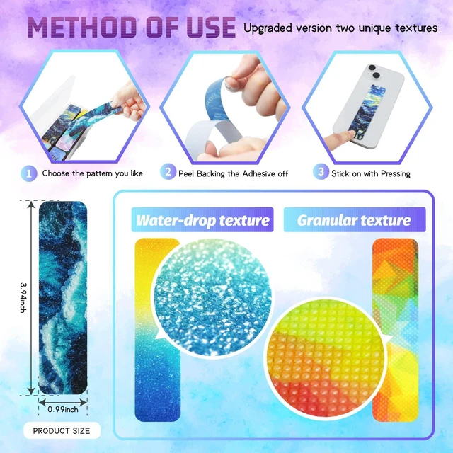 Alt view image 2 of 6 - 96 Pieces Unique Sensory Stickers for Anxiety Relief - Sensory Strips with Storage Box - 2 Textured Surface Fidget Strips for Office & Classroom Desk - Relieve Adult & Teen Stress